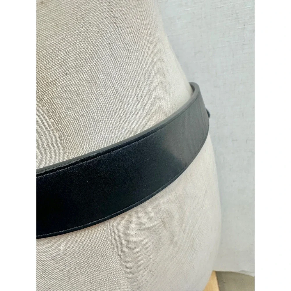 Lauren Ralph Lauren Black Stirrup Buckle Belt Sz Medium Faux Leather Equestrian